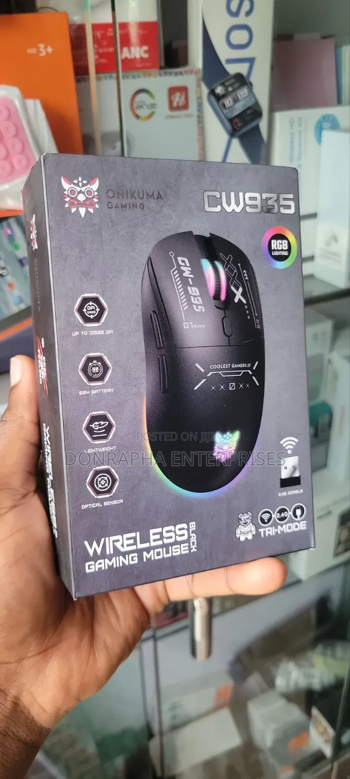 ONIKUMA CW935 Tri-Mode Wireless RGB Gaming Mouse 12800 DPI