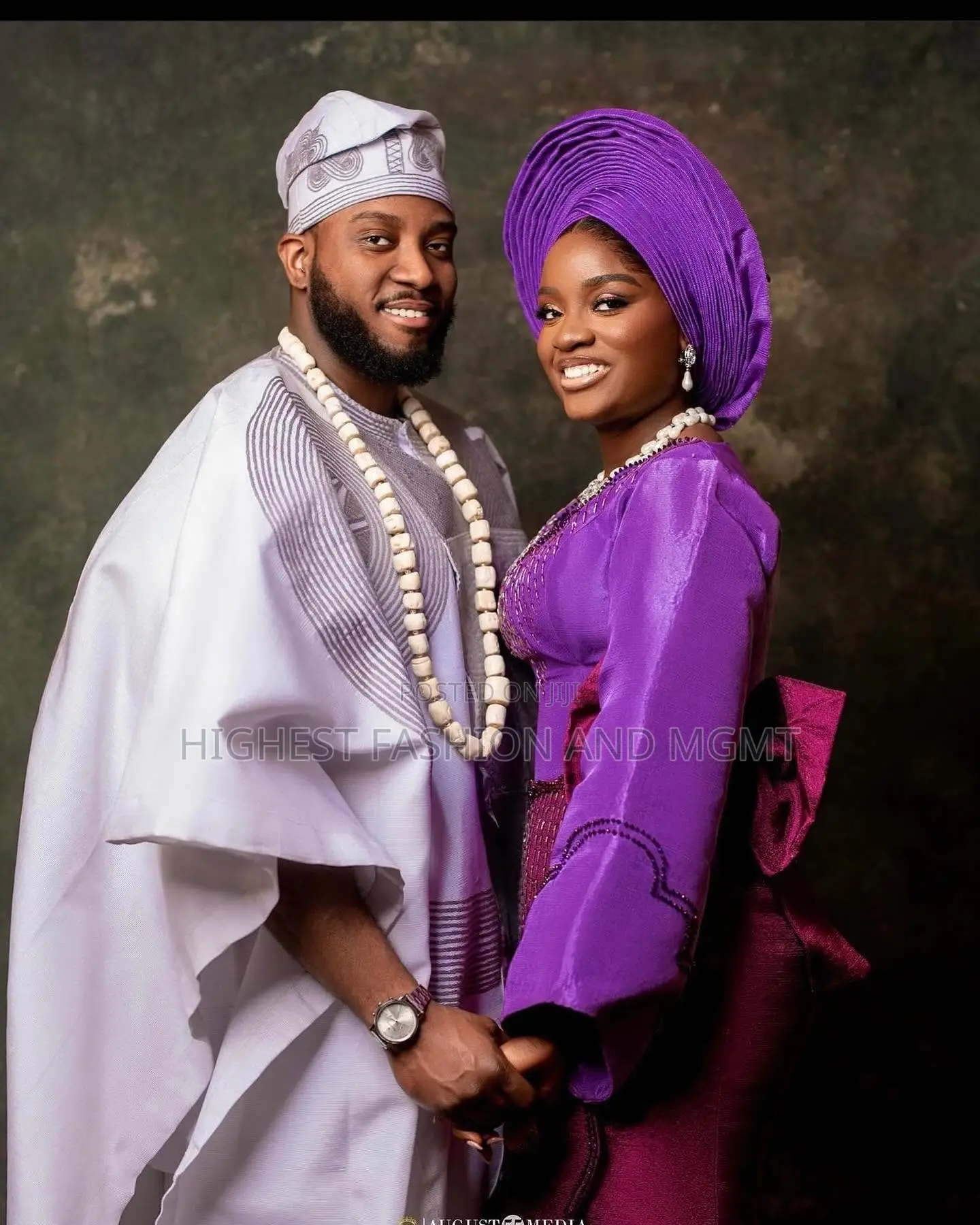 Violet Blouse and Wrapper Set Silver Agbada