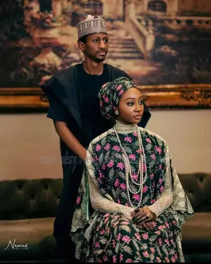 Floral Embroidered Caftan Dark Agbada Set
