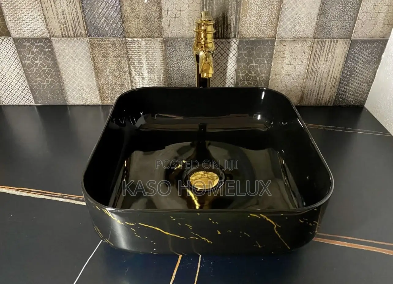 Black Rectangular Countertop Wash Hand Basin