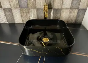 Black Rectangular Countertop Wash Hand Basin