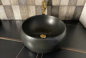 Black Round Shaped Countertop Wash Hand Basin