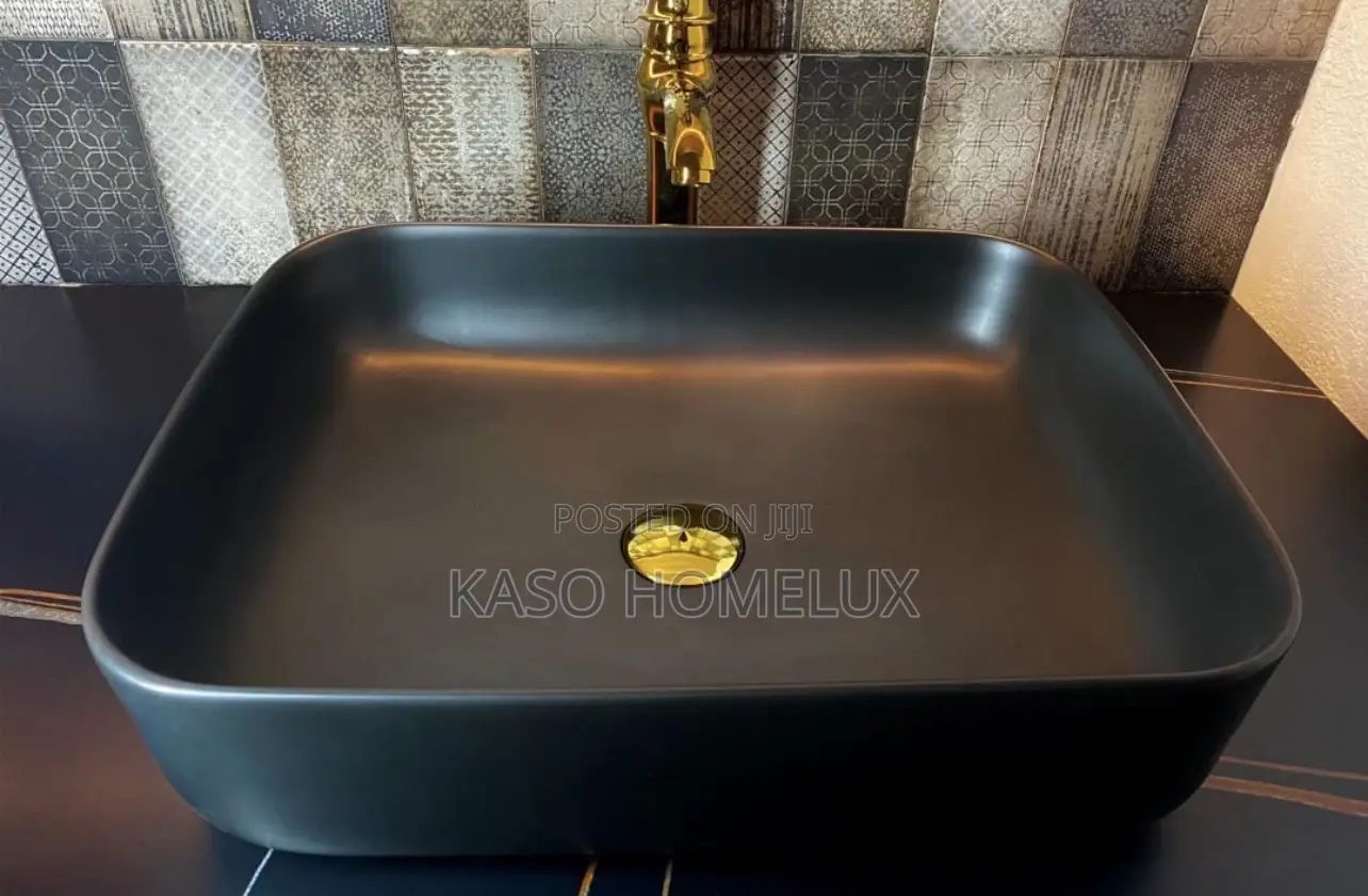 Black Rectangular Shape Countertop Wash Hand Basin