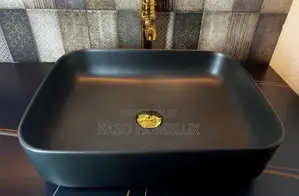 Black Rectangular Shape Countertop Wash Hand Basin