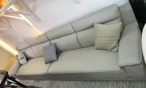 Neutral Grey Leather Sofa - Imported