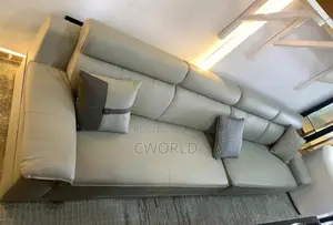 Neutral Grey Leather Sofa - Imported