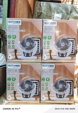 GdTimes 6 Inches Rechargeable Fan Led Lamp on the Body Extra 1bulb