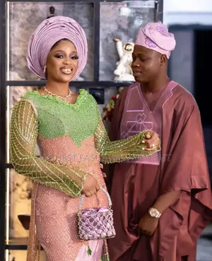 Beaded Multi-Tone Gown Cocoa Agbada Set