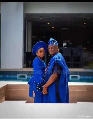 Cobalt Blue Appliqué Gown Agbada Set