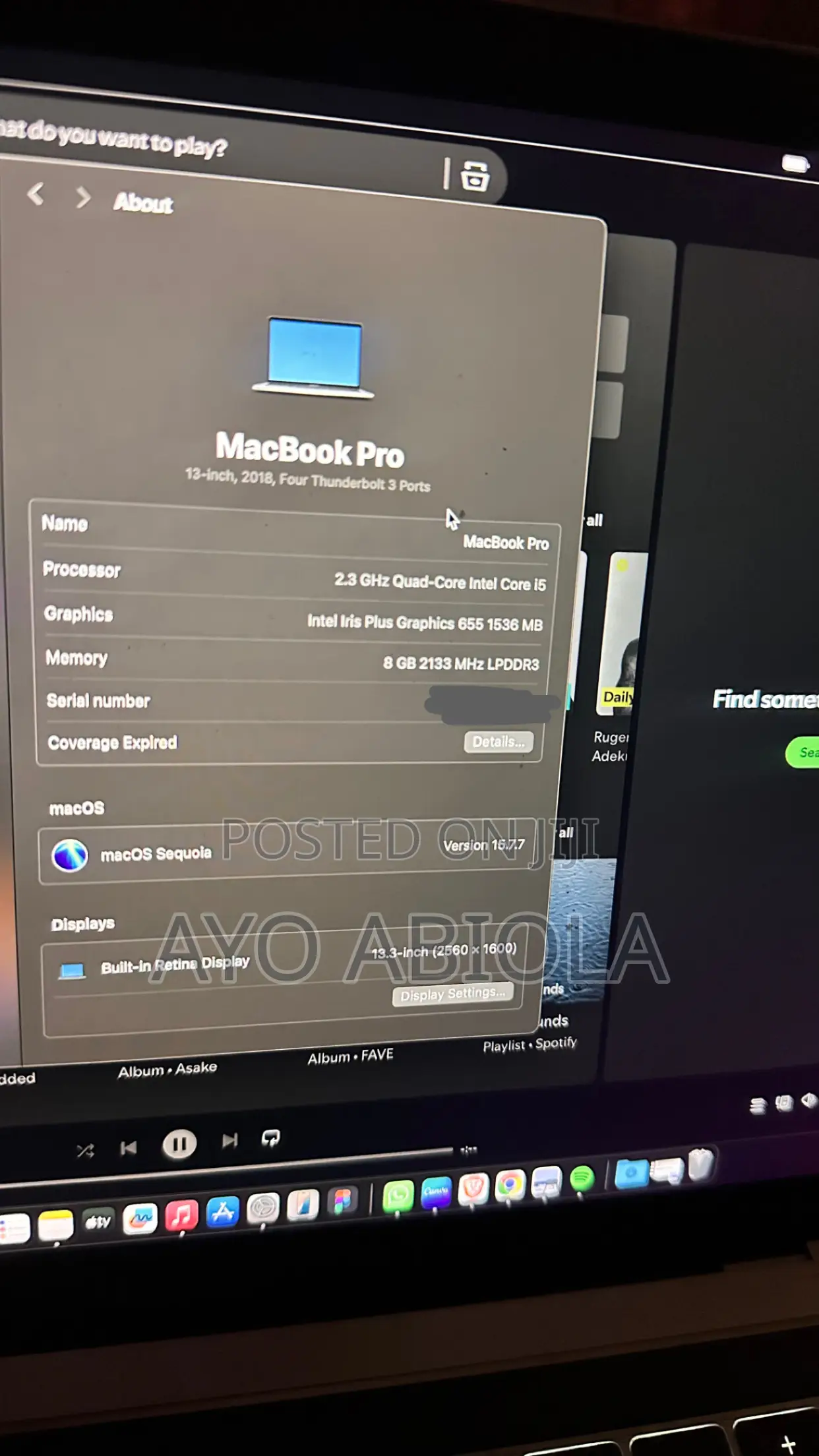 Laptop Apple MacBook Pro 2018 8GB Intel Core i5 SSD 256GB