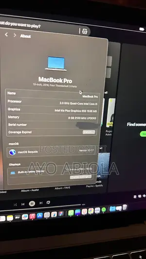 Laptop Apple MacBook Pro 2018 8GB Intel Core i5 SSD 256GB