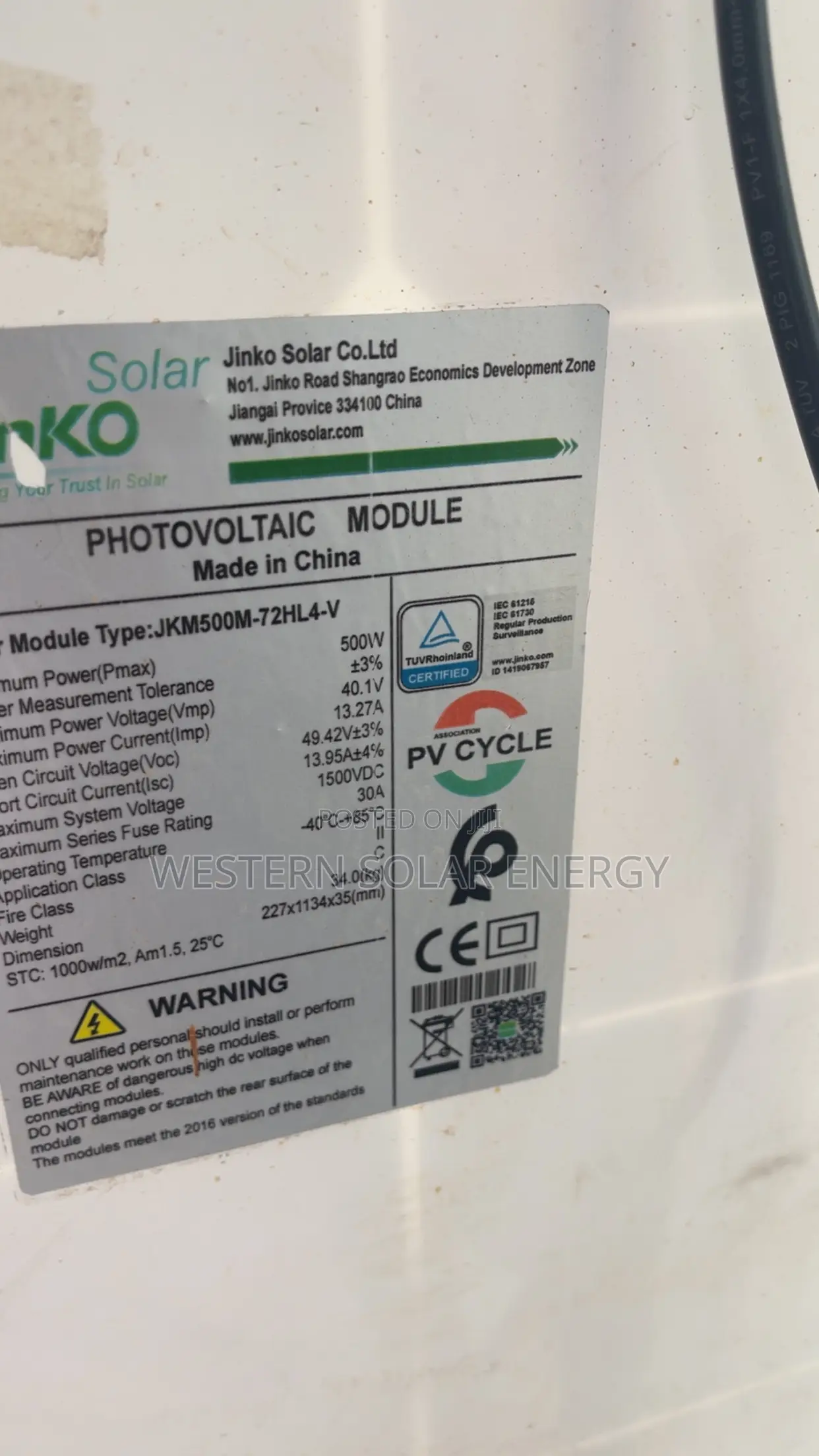 500 Watts Jinko Solar Panel
