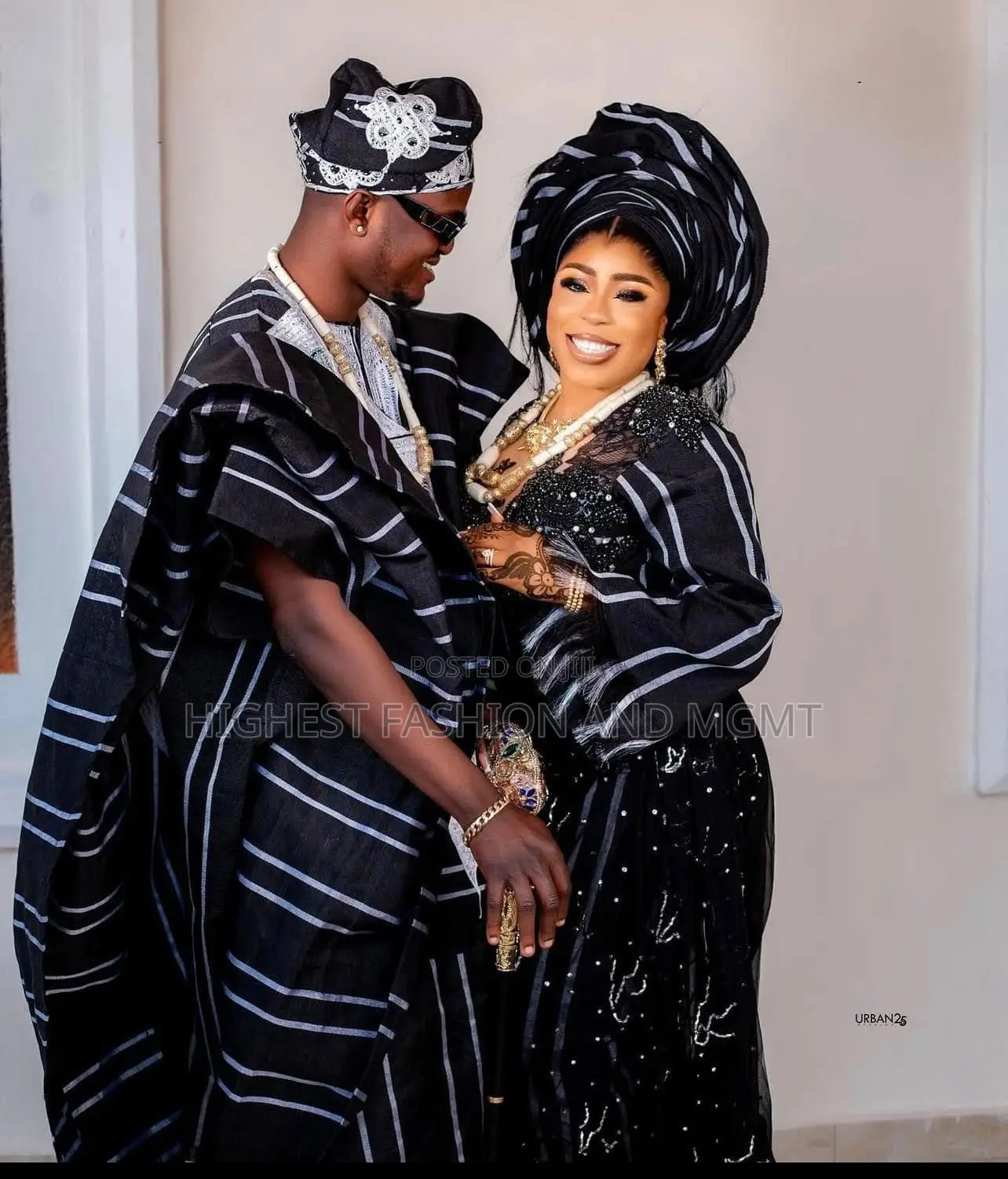 Striped Aso Oke Gown Agbada Set