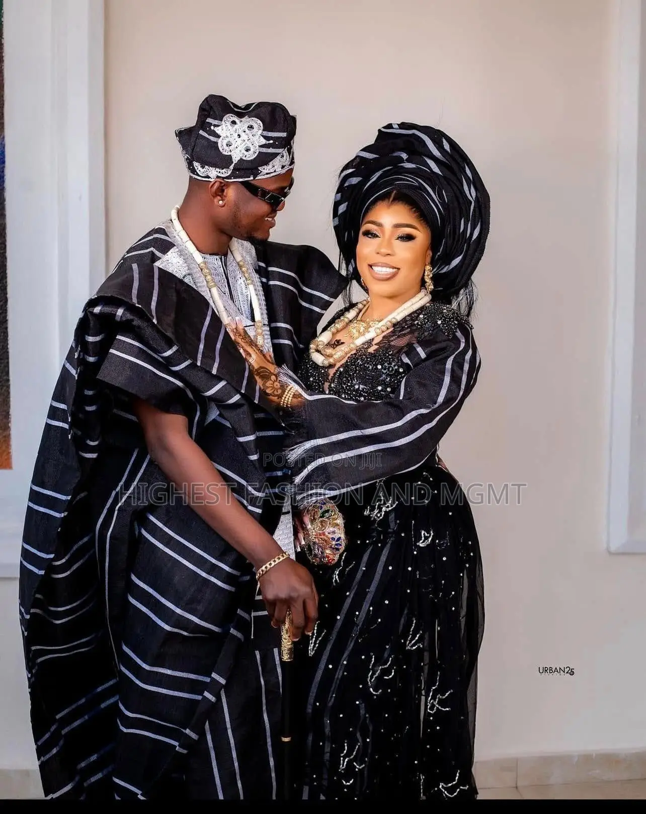 Striped Aso Oke Gown Agbada Set