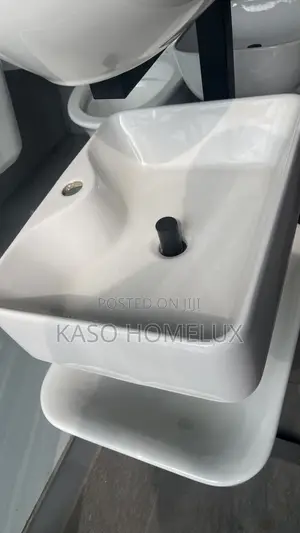 Rectangular Shaped White Color Countertop Basin