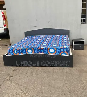 6 by 6 Bedframe With Side Drawer and Brand New 14 Inches Mattress