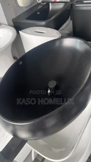 Oval Shaped Matte Black Countertop Basin