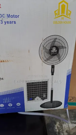 Brand New Golden House Solar Rechargeable Standing Fan