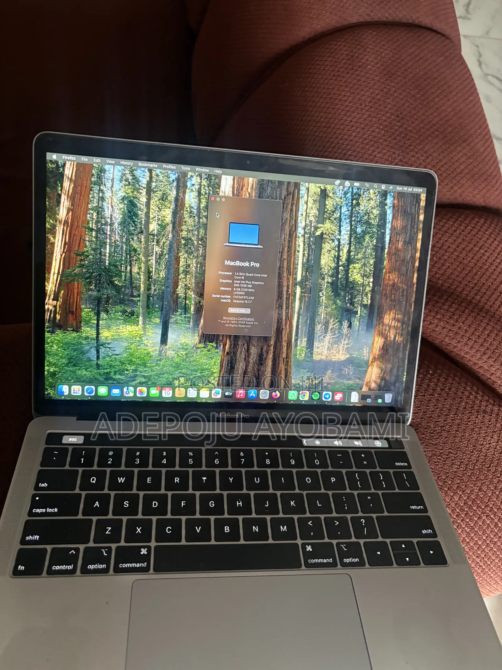 Laptop Apple MacBook Pro 2019 8GB Intel Core i5 SSD 256GB