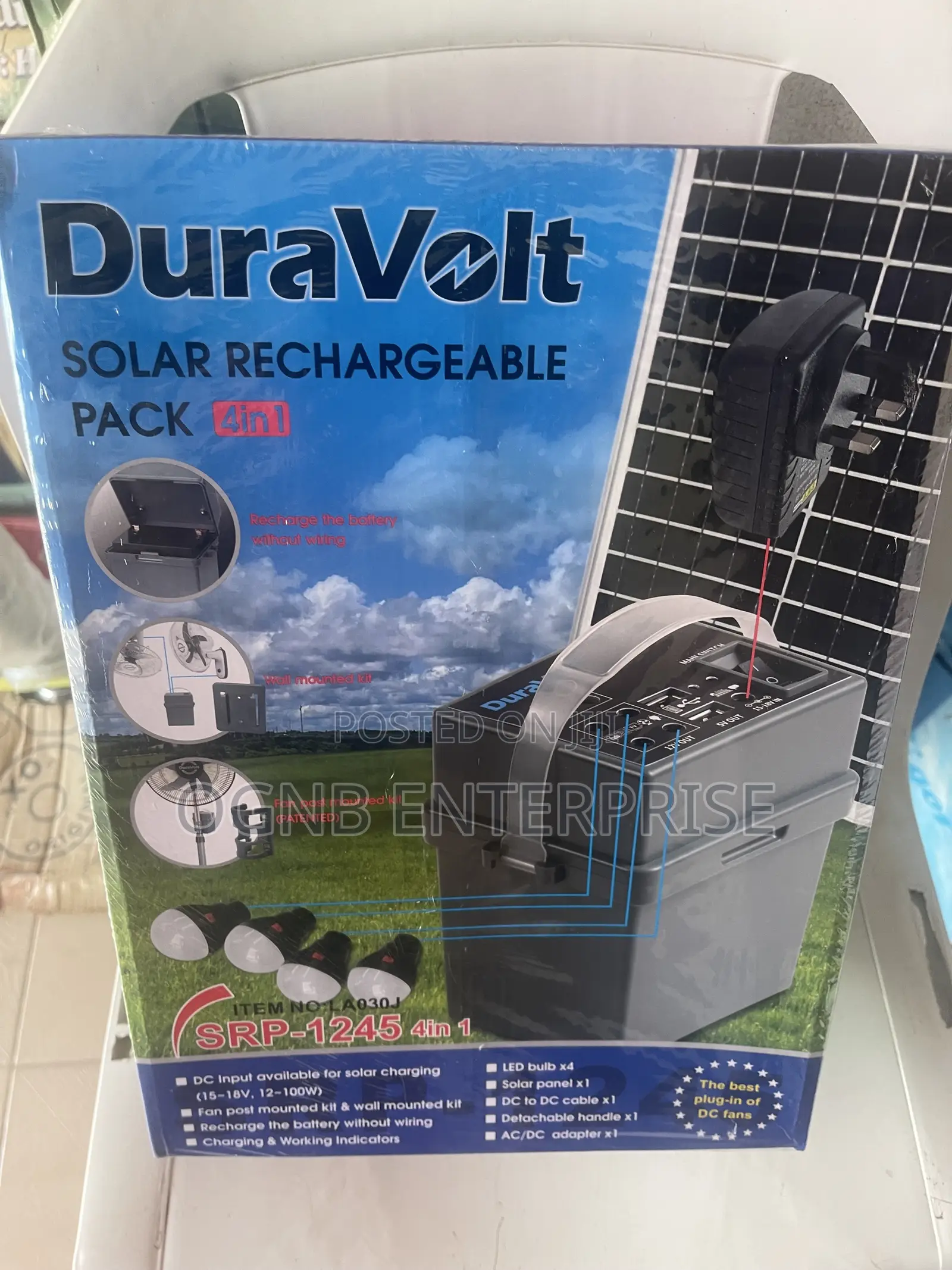 Duravolt Solar Power Rechargeable System Pack 4 in 1