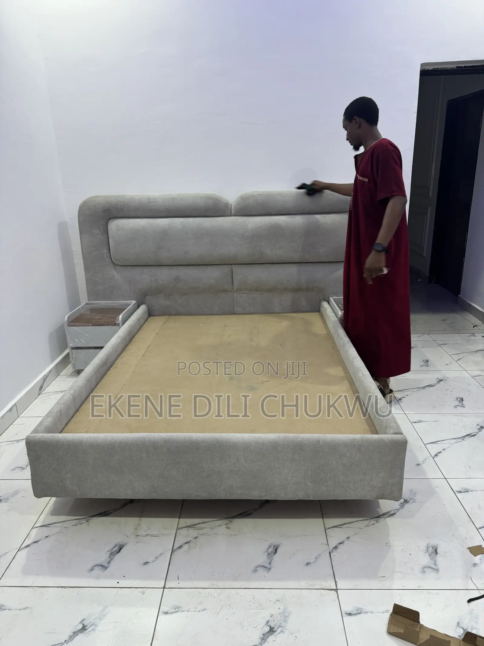 Modern Floating Upholstered Bed Frame With Premium Headboard
