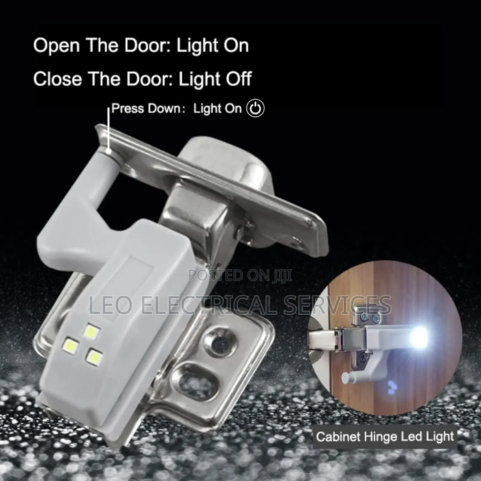 LED Cabinet Hinge Light –Automatic Wardrobe Kitchen Light (+Battery)