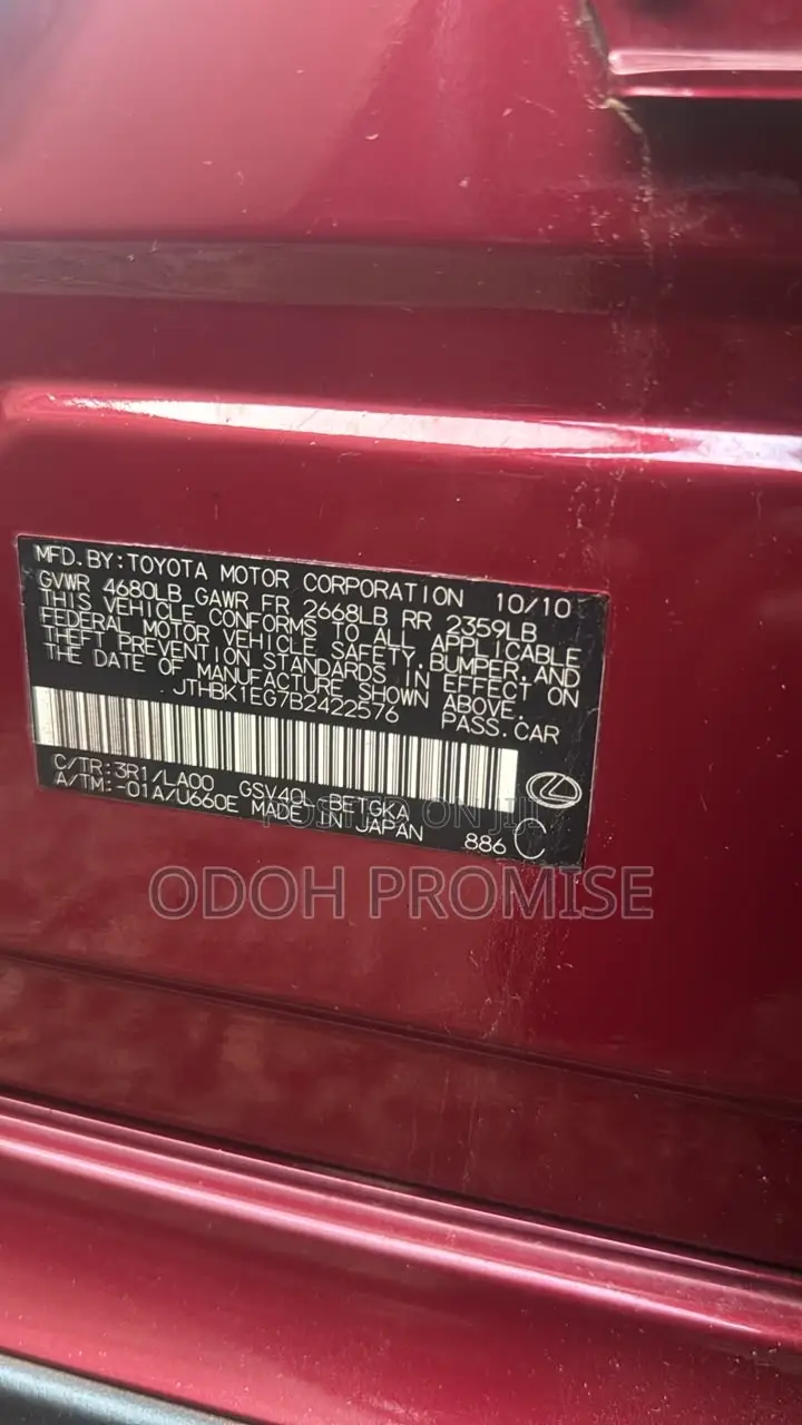 Lexus ES 350 2010 Red
