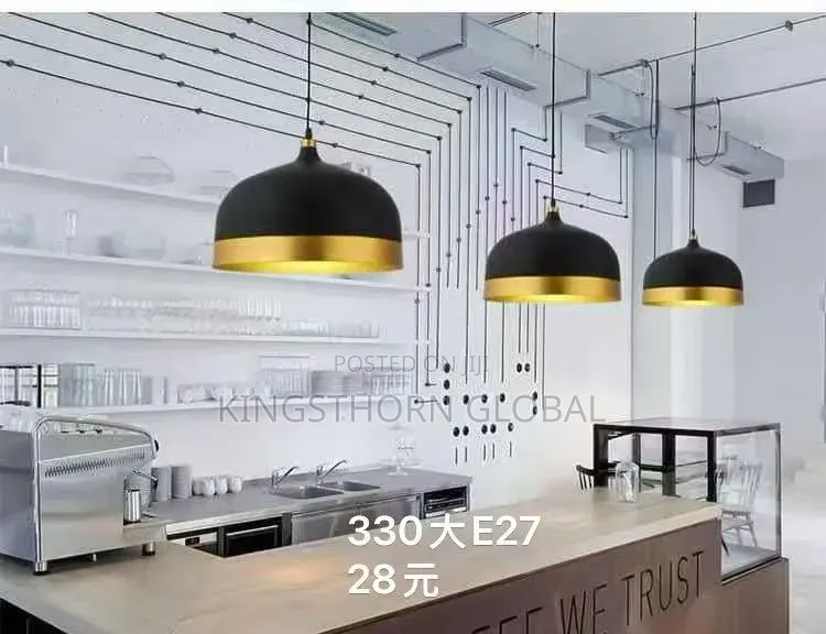 Modern Black and Gold Dome Pendant Light