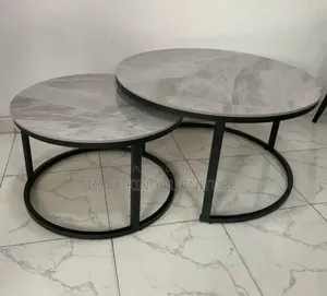 Modern Style Combination Center Table - 2 in 1 - With Black Metal Leg.