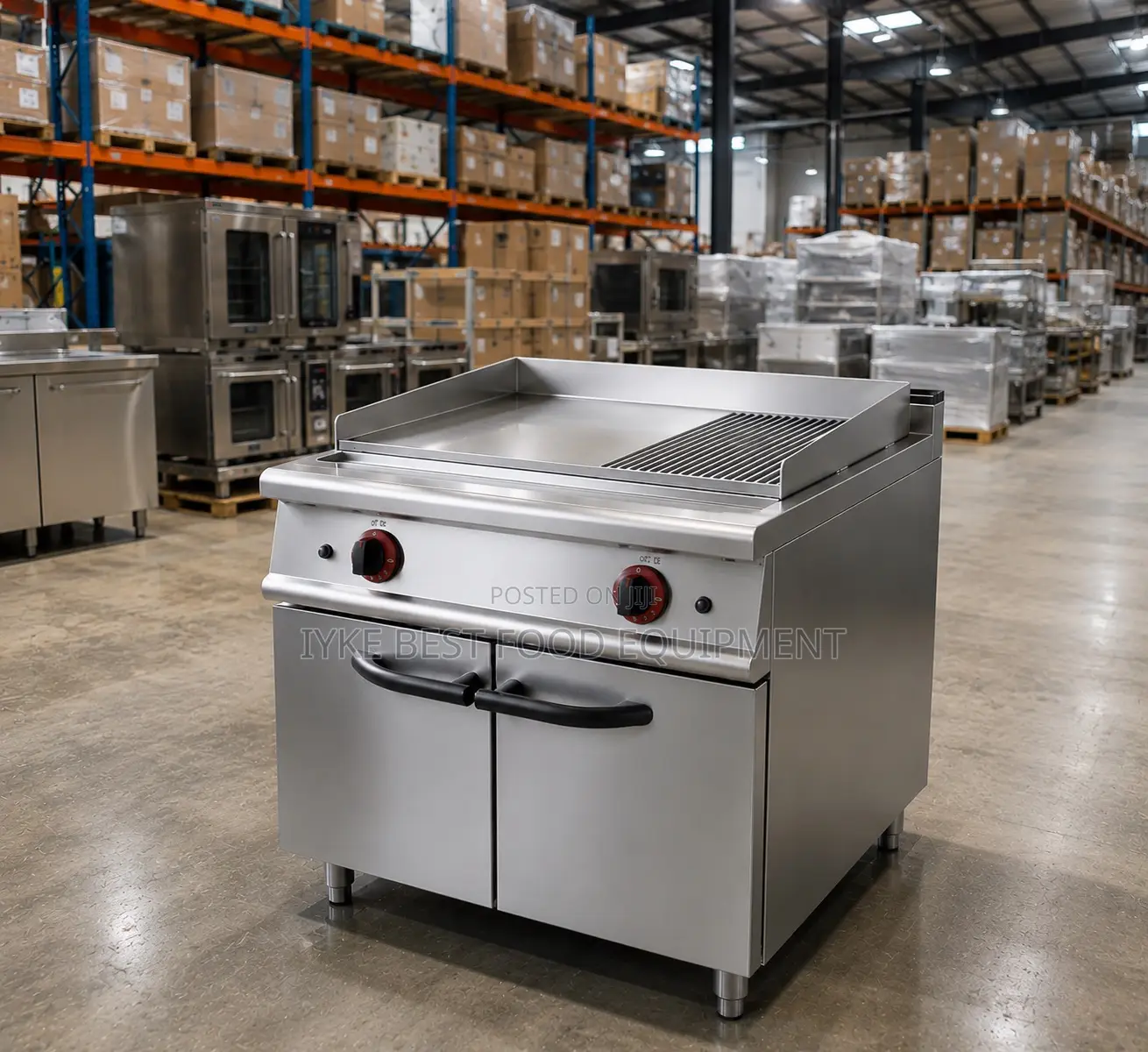 Gas Griddle (2/3 Flat 1/3 Grooved) With Cabinet