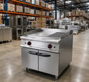 Gas Griddle (2/3 Flat 1/3 Grooved) With Cabinet