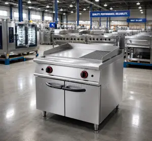 Gas Griddle (2/3 Flat 1/3 Grooved) With Cabinet