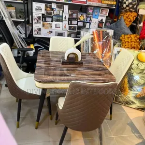 Square Dining Set of Table and 4 Chairs - Brown