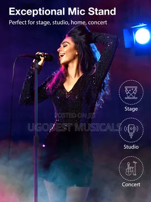 Professional Adjustable Round-Base Straight Microphone Stand