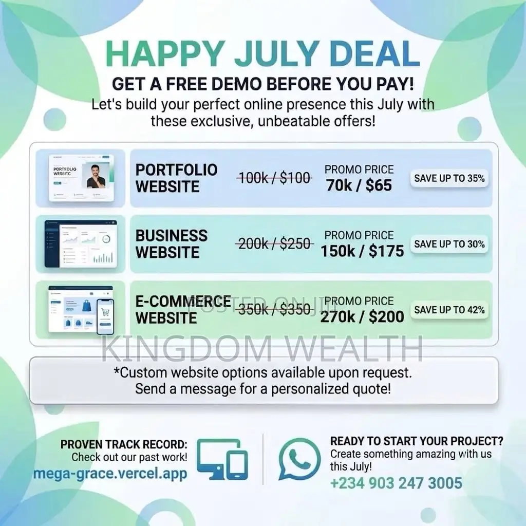 Website Development and Design July Promo