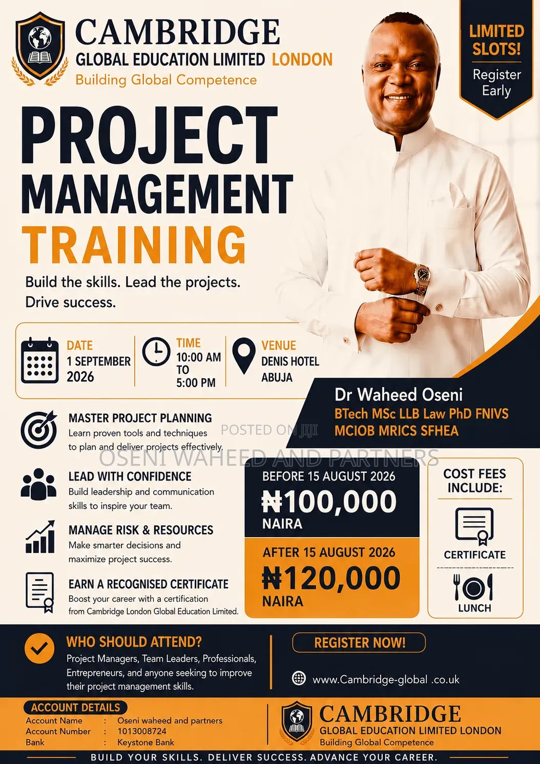 PROJECT MANAGEMENT TRAINING From Cambridge Global Education London