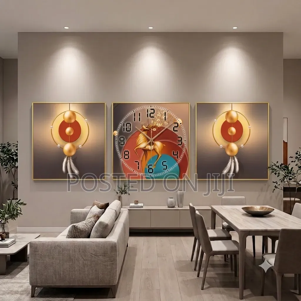 3 Piece Panoramic Design Wall Clock
