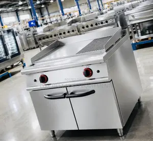Gas Griddle (2/3 Flat 1/3 Grooved) With Cabi