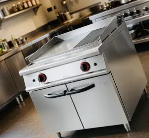 Gas Griddle (2/3 Flat 1/3 Grooved) With Cabinet