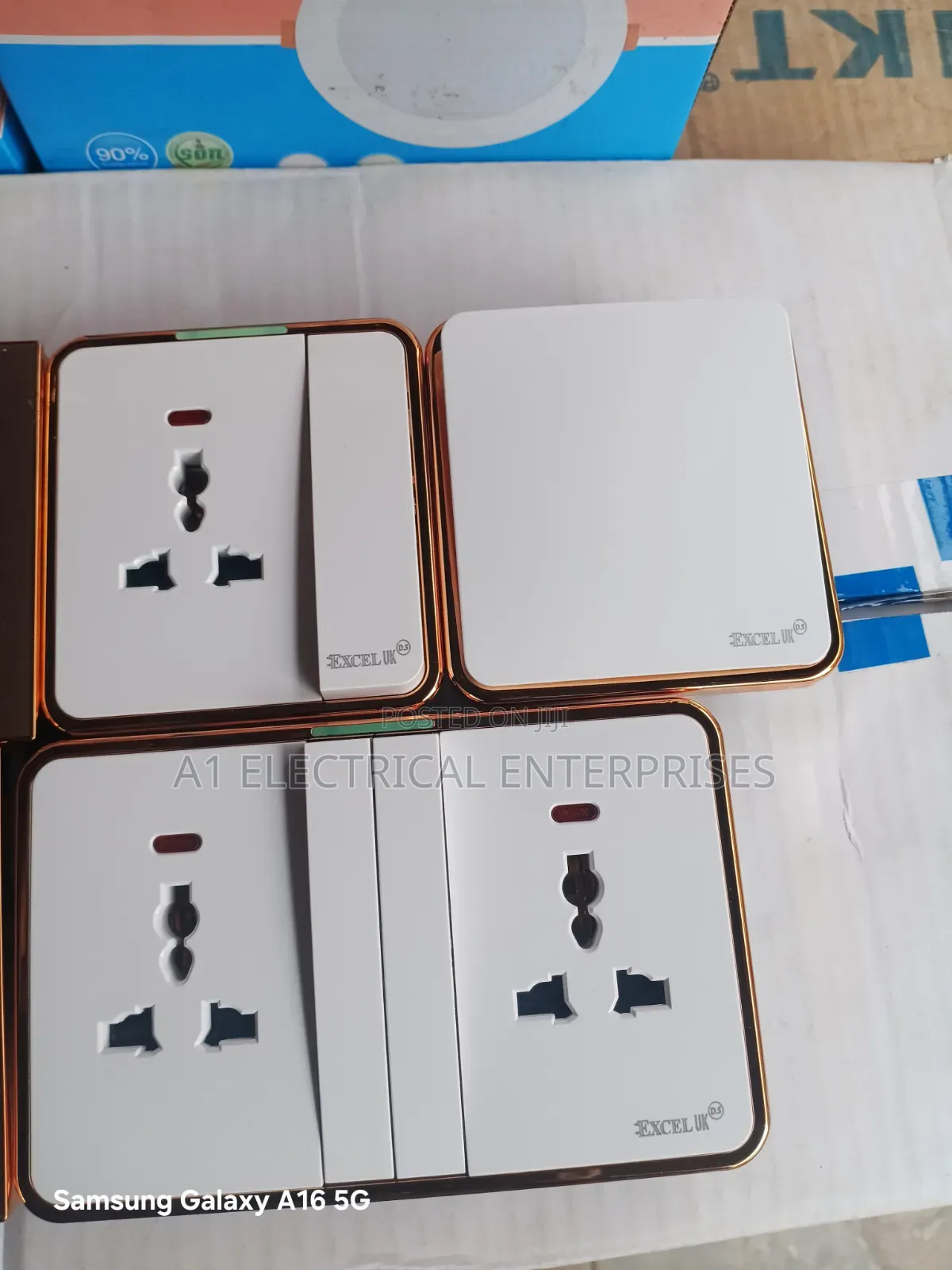 White and Gold Switches and Sockets