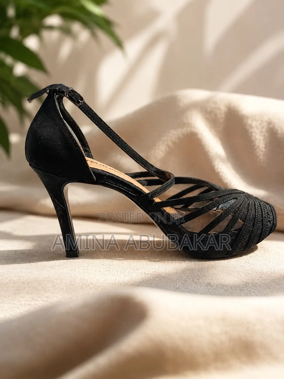 Black Strap Heel Shoe