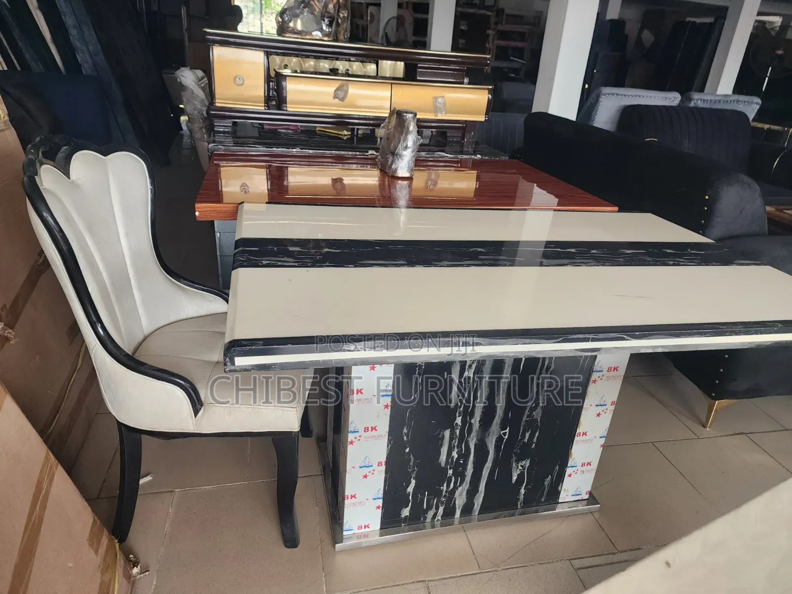 Brand New Imported Marble Dining Table With Chairs.