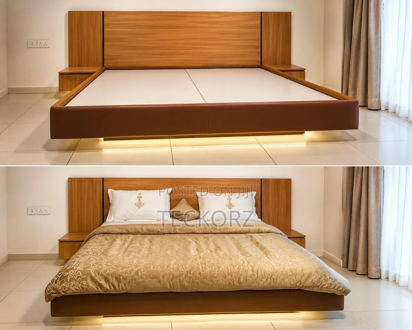 Floating Platform Bed With Led Under Lights