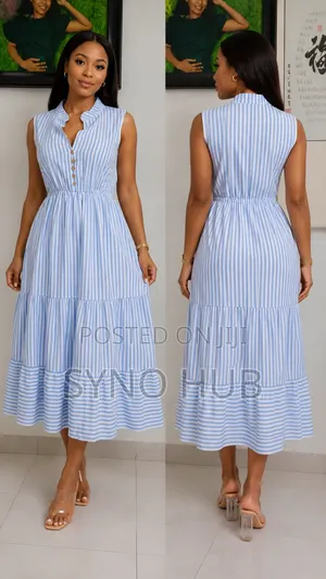 Blue and White Stripes Dress