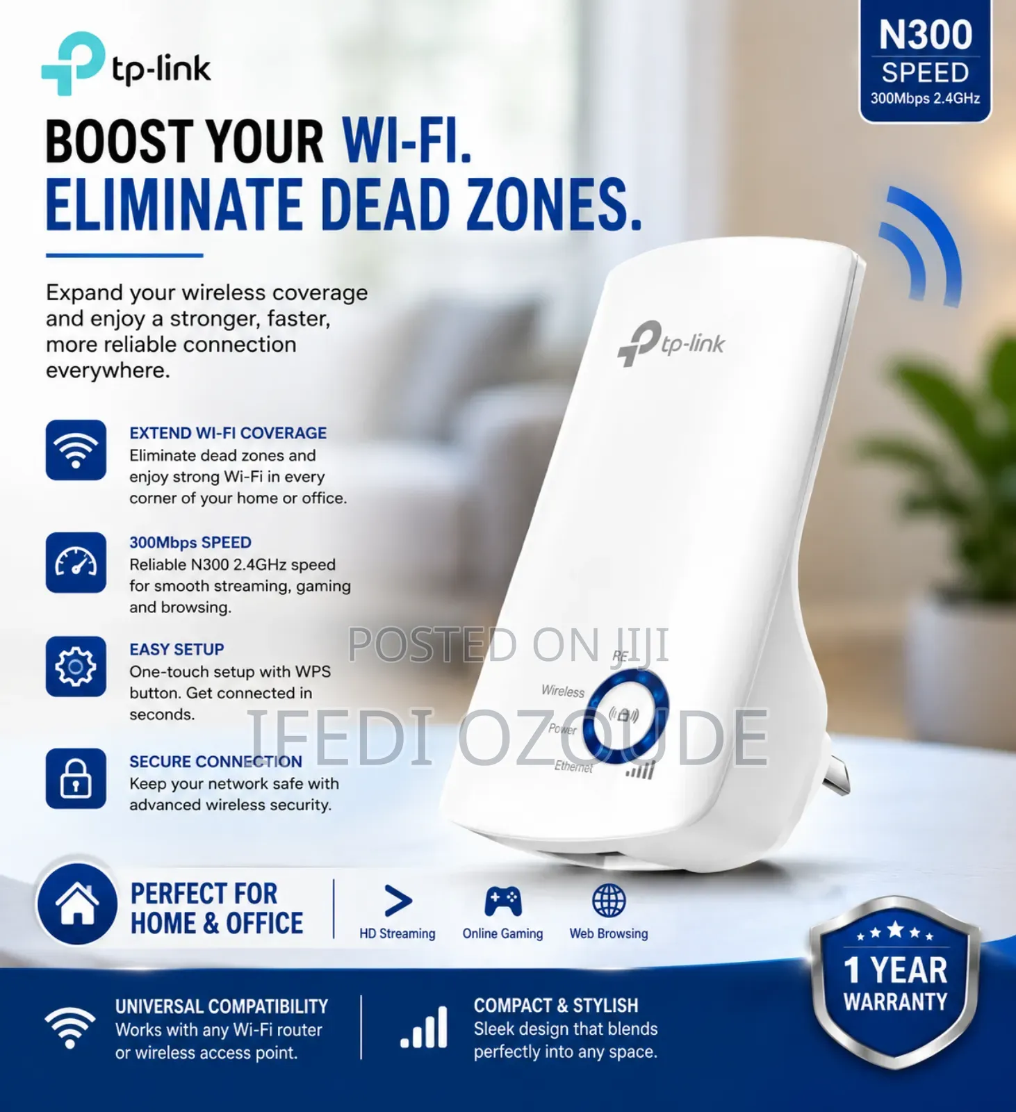 TP-Link 300mbps Universal Wifi Range Extender -Link-Wa850re