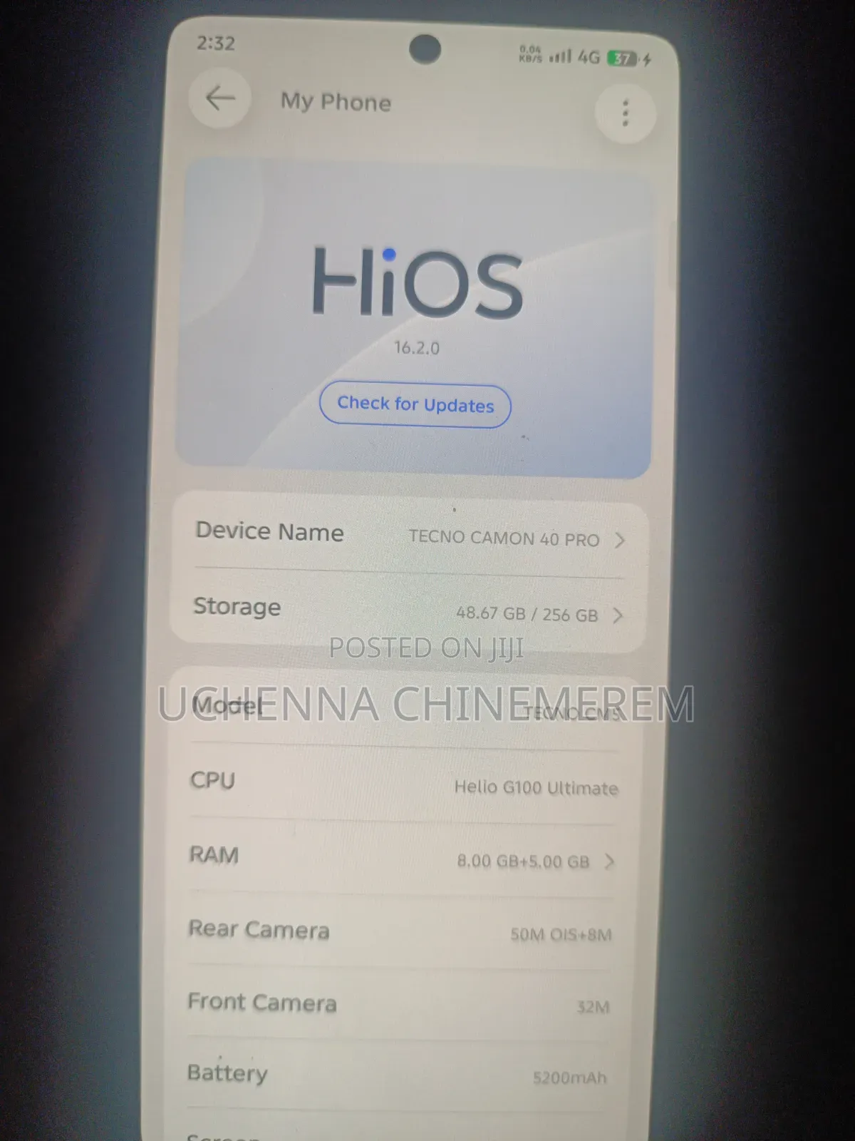Tecno Camon 40 Pro 4G 256 GB Black