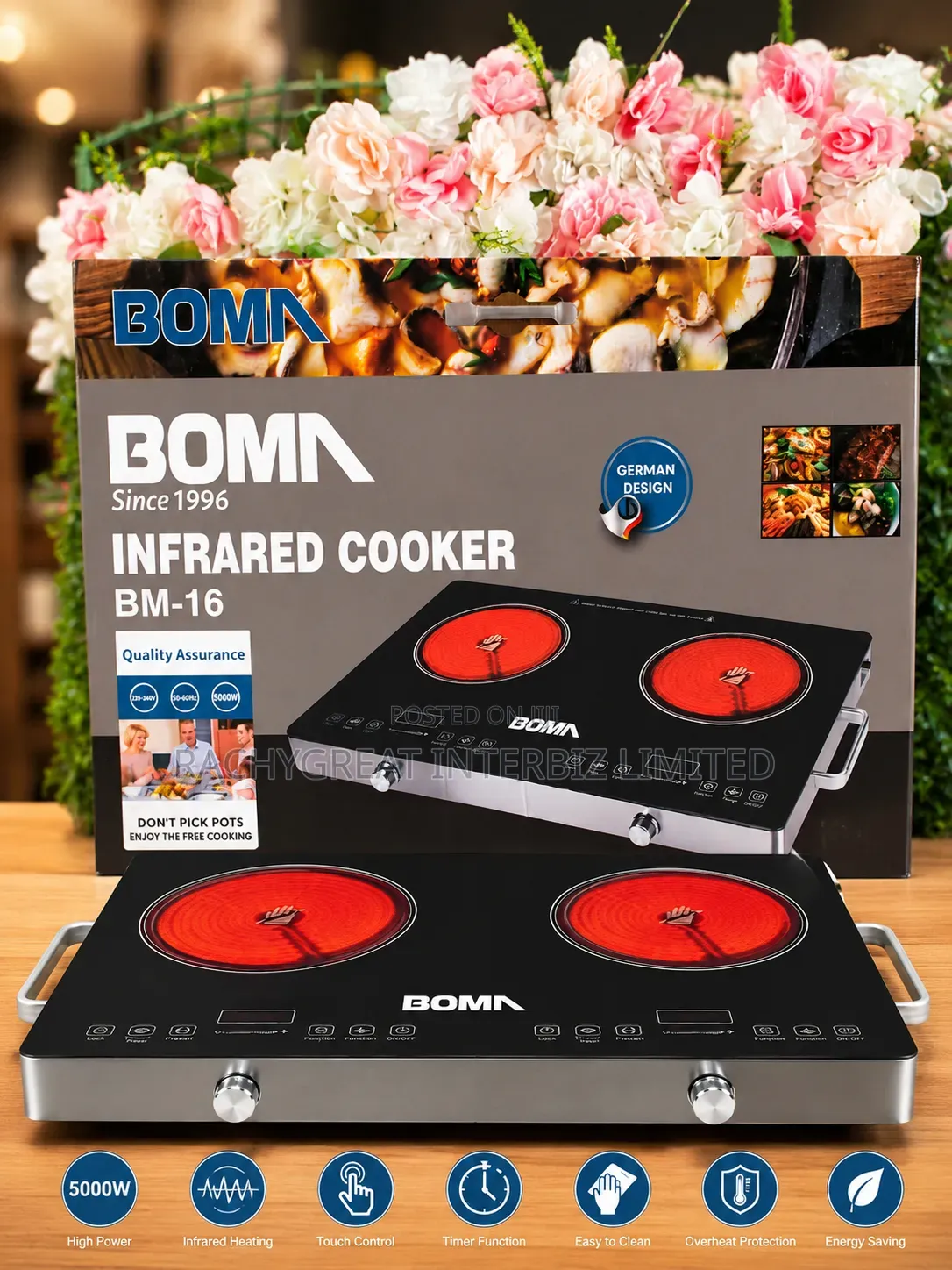 BOMA BM-16 5000W Double Burner Infrared Touch Control Electric Cooker