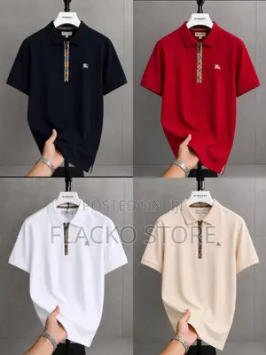 High Quality Burberry Zip Up Polo T-Shirts