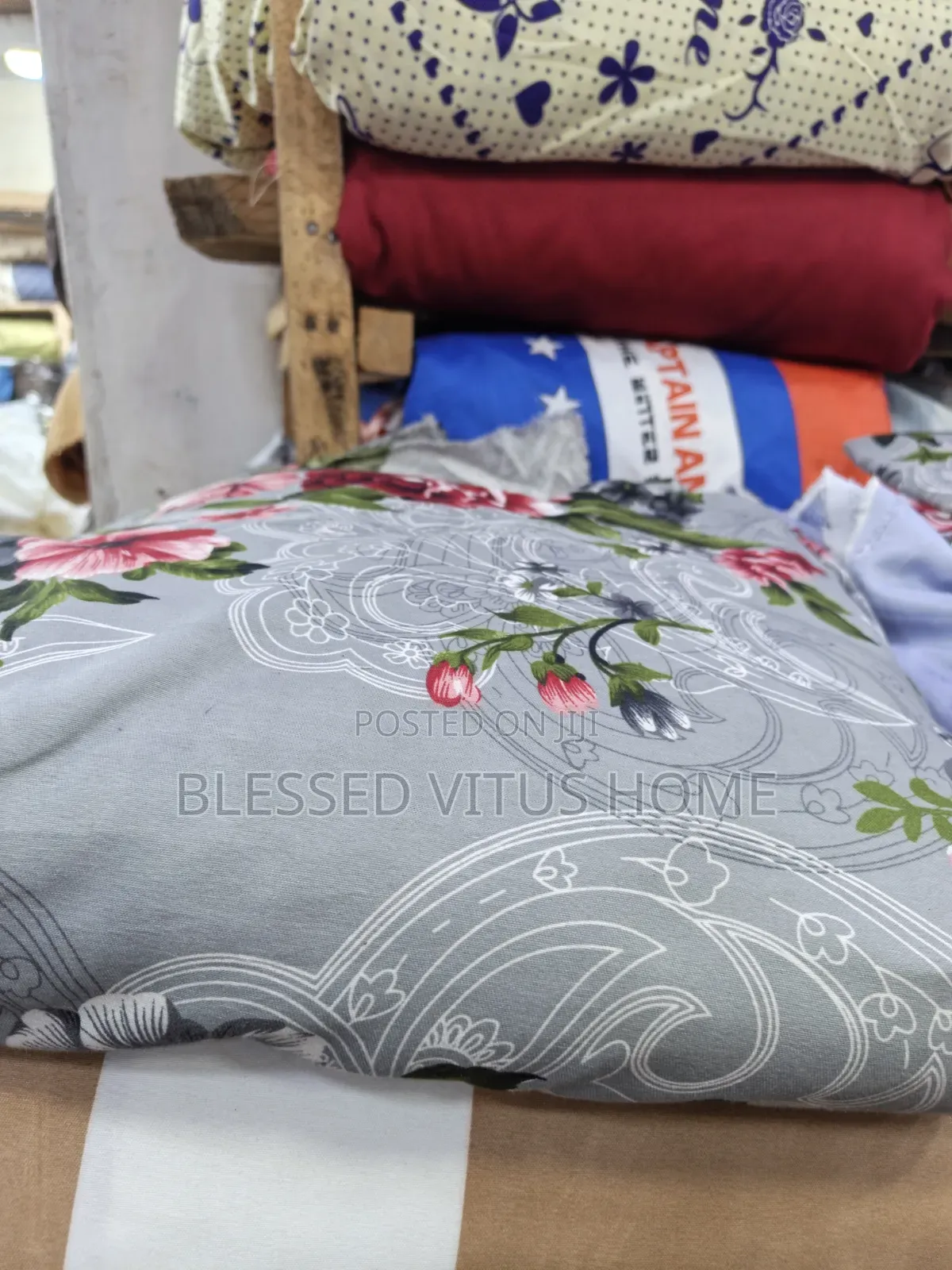 Premium Grey Floral Cotton Bedspread Material–Soft,Elegant Durable