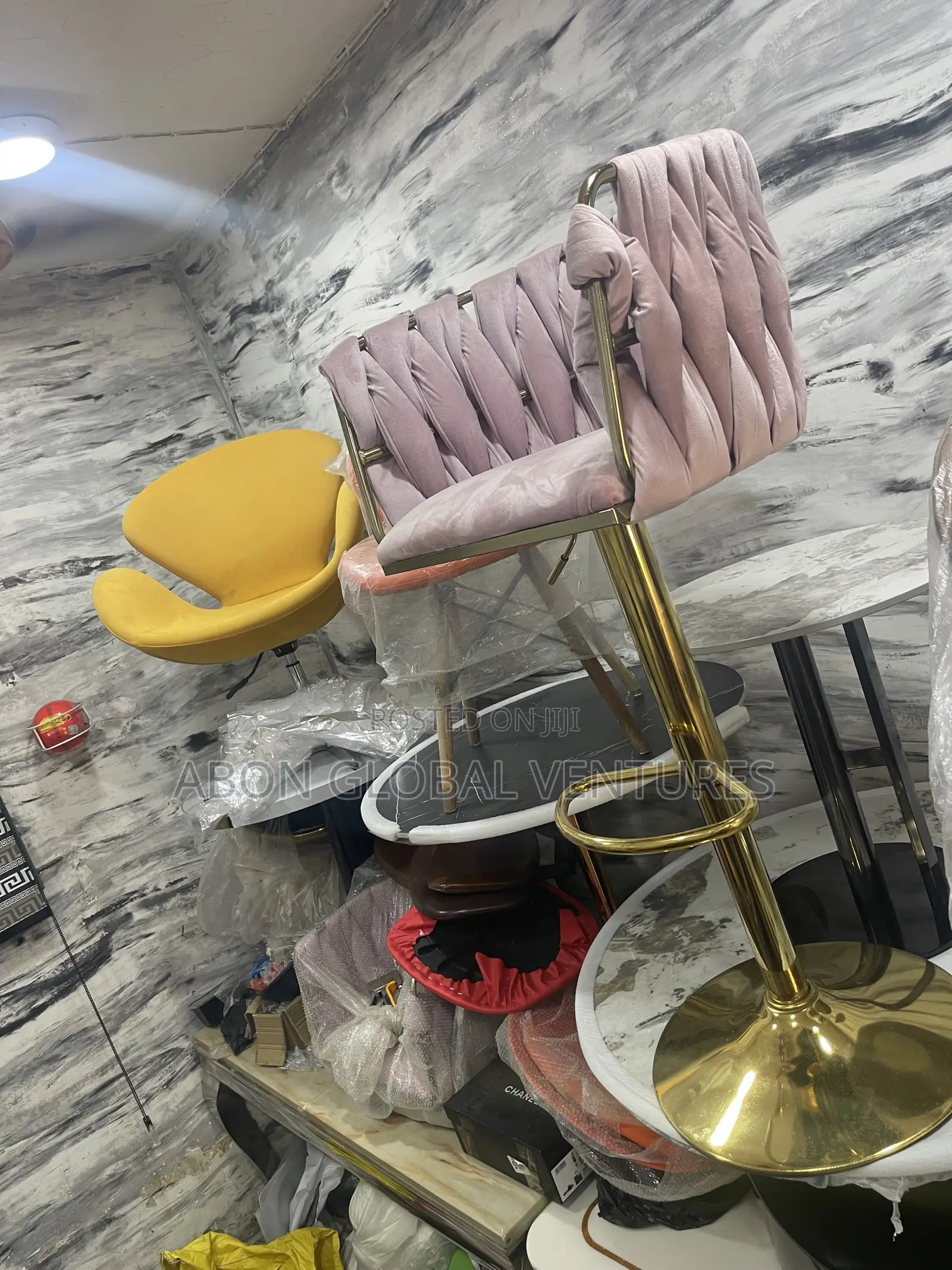 Modern High Bar Stools With Gold Base